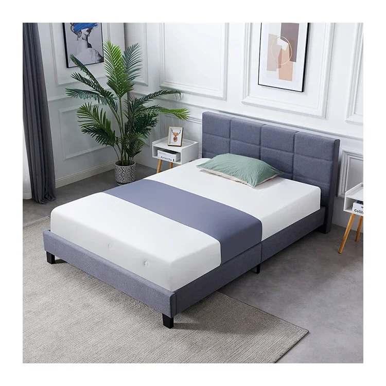 upholstered platform ottoman fabric storage wooden double full twin king queen size bed frame High Quality Hotel bed