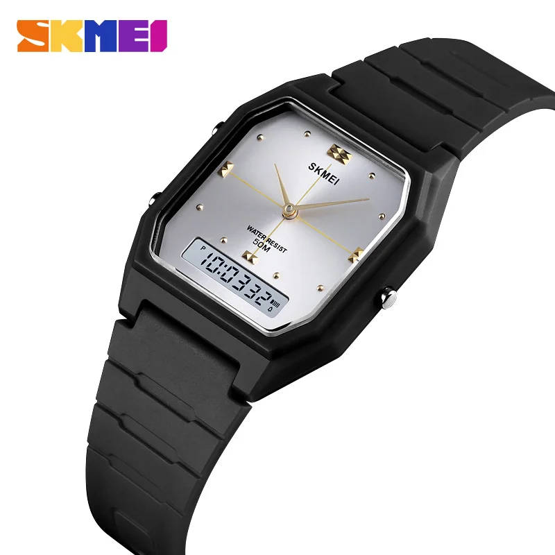 SKMEI Japan Digital Movement 3 Time Stopwatch Wristwatches Mens Women Casual Sport Watch 5Bar Waterproof relogio masculino