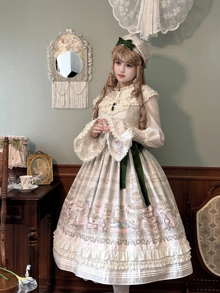 PRE ORDINE / 5 mesi ~ Sala studio Iris~Elegante camicia Lolita Camicetta Lolita bianca a maniche lunghe di Alice Girl