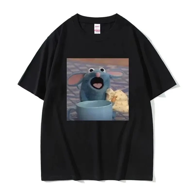 Funny Hungry Mouse Meme T-Shirt, Unisex Cute Kawaii Style, Men's Cotton Fashion Loose Short Sleeve Women And Men T-Shirt