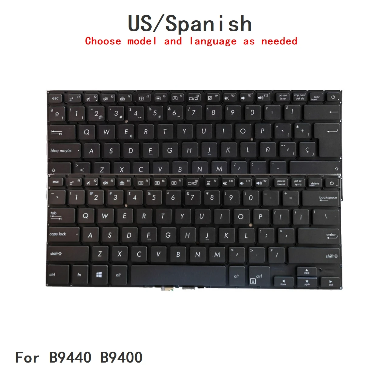 New US Spanish Language  Backlit Keyboard For ASUS B9440 B9400 Notebook PC Replacement Keyboard