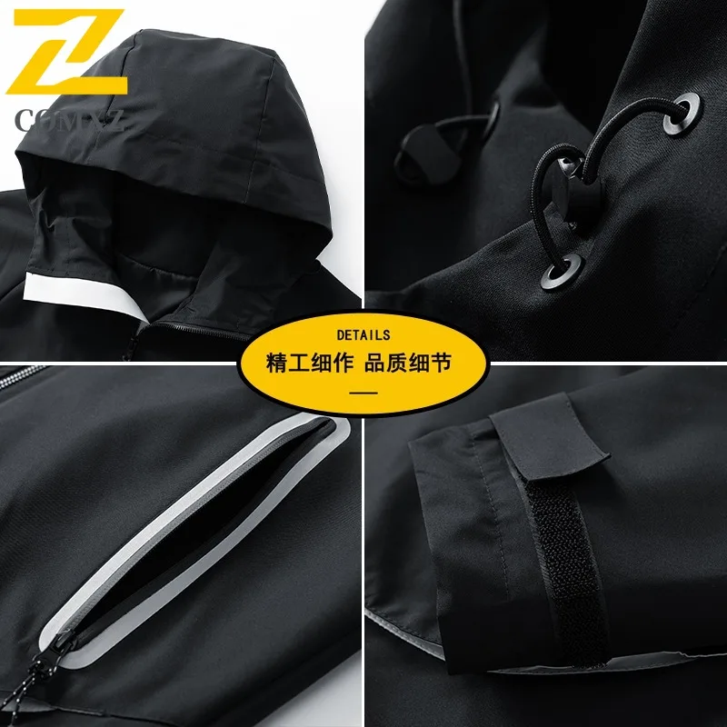 COMXZ 2025 Men Jacket Fashion Hooded Jacket Outdoor Camping Windproof Coat American Style Casual Quality Lightweight Coat