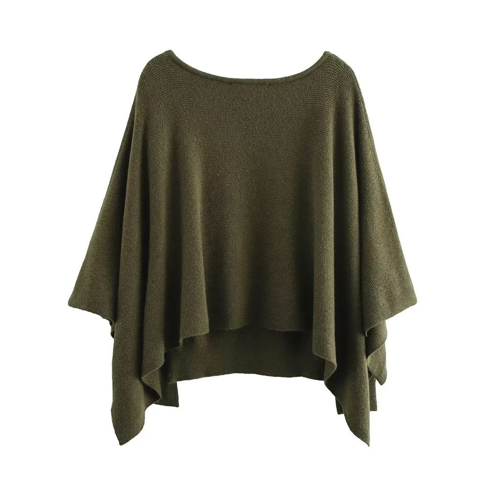 Women's pure color temperament cape style loose long sleeved western-style sloping shoulder style new women's sweater