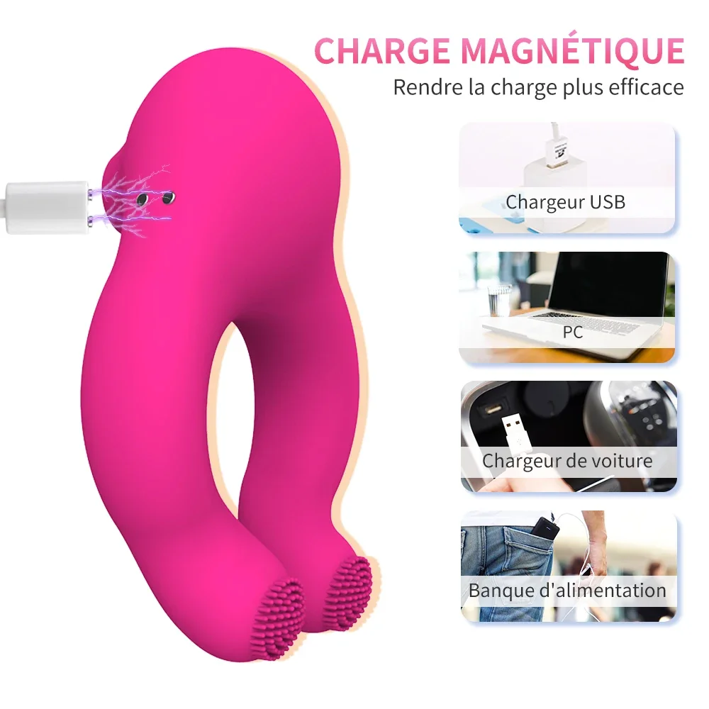 Vibrador de sucção para casal, Anel de pênis, Otário do clitóris, Anel do galo, Produtos adultos, Massageador do escroto, Brinquedos Sexuais, 10 Freqüência, Sex Shop