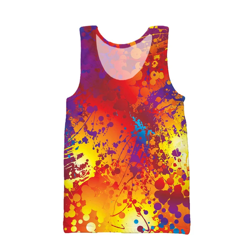 3D Printing Colorful Psychedelic Tank Top For Men Summer Street Beach T-shirt Casual Fitness Bodybuilding Gym Muscle Vest