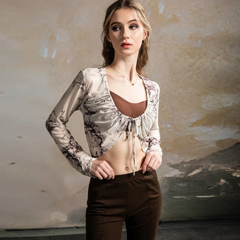 

New Spring/Summer 2025 Smock Sports Yoga Outer Shirt Printed Mesh Top