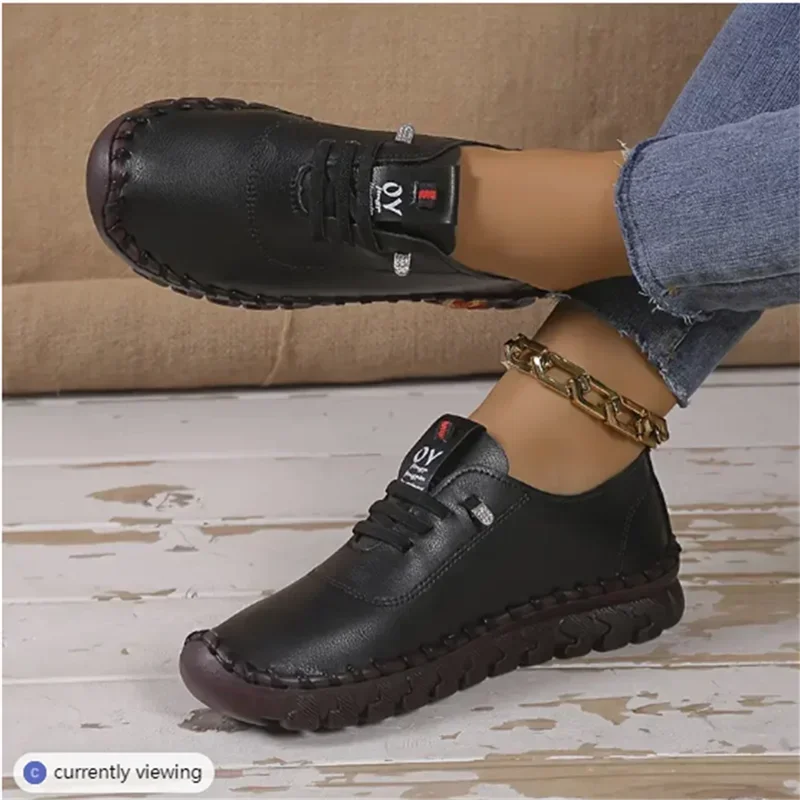 Sneakers Women Shoes Loafers Lace Up Leather Flat New Spring 2023 Casual comfortable Mom Shoe Mujer Zapatos Chaussure Femme