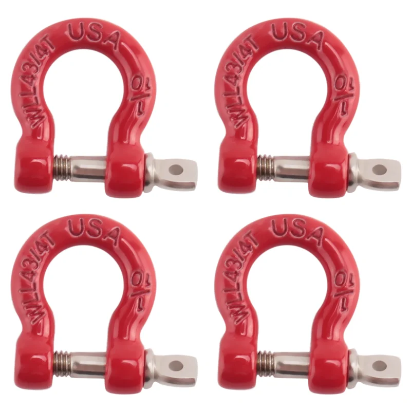 

B05B-4 шт. красный металлический бампер D-образное кольцо буксировочный крюк для 1/10 RC гусеничного автомобиля Traxxas TRX-4 Axial SCX10 90046 D90