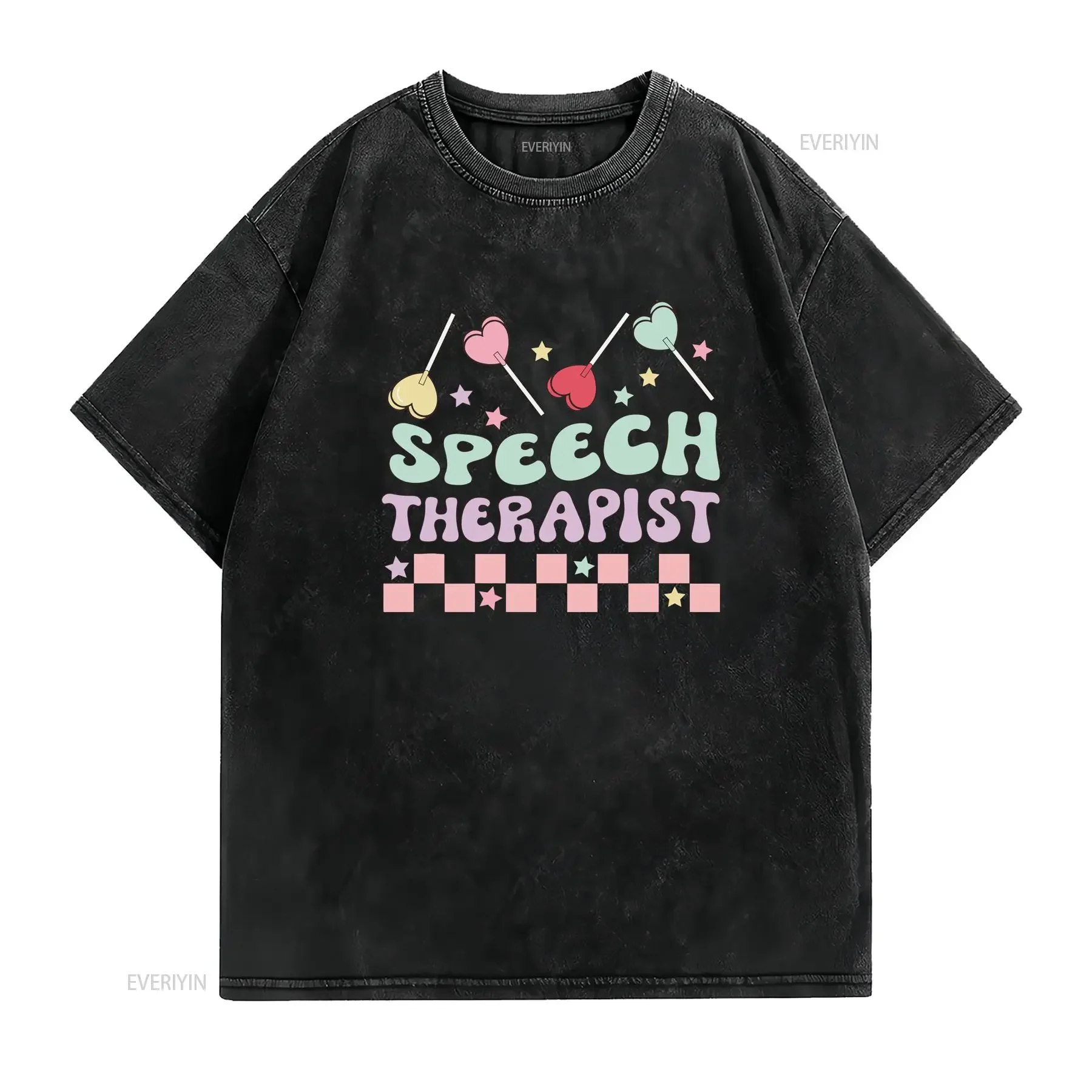 Speech Therapist Valentine's Day T Shirt SLP Language PathologisT Pathology Retro SLPA vintage Washed Breathable Stretched