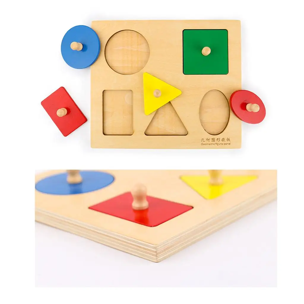 Wooden Geometry Blocks Puzzle Board Early Learning Educational Toy for Children’s Cognitive Development