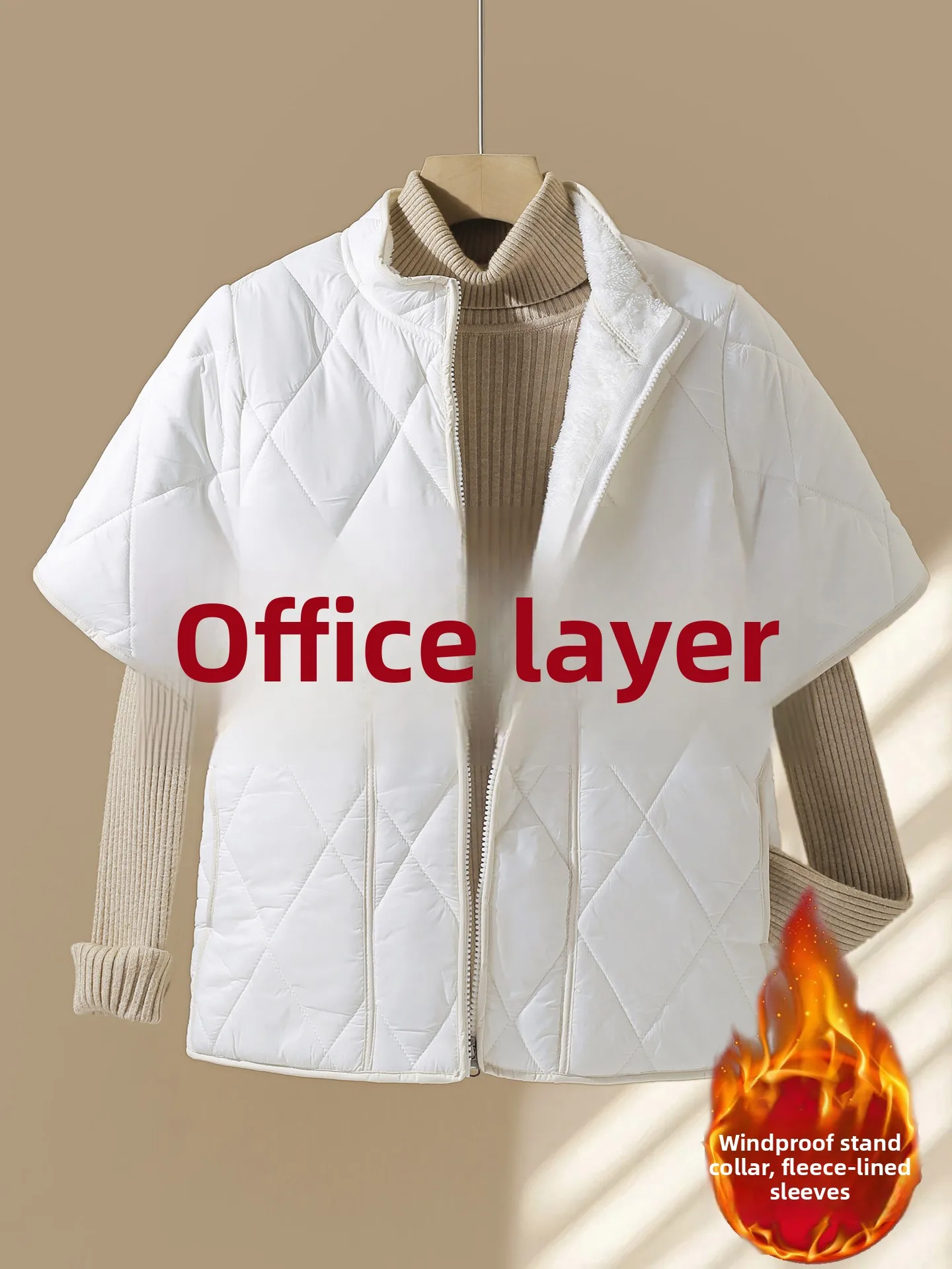 

Thiened Fce Warm down Vest Women's Office Wear f Sve oulder Ne Protection Heating Qui Fastening Zipper ort...