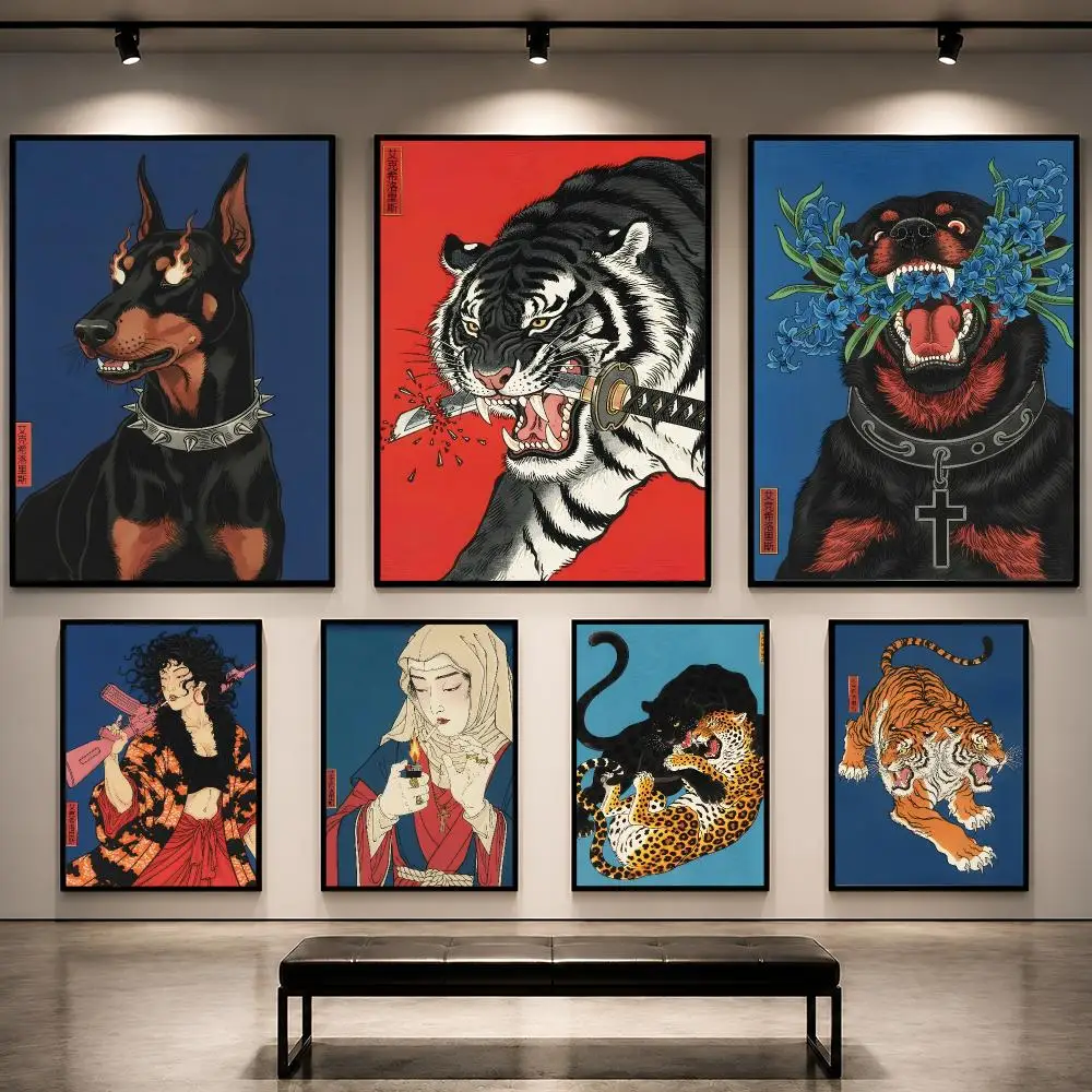 Ukiyoe ExSiloris Dark Japanese Art Poster Removable PP Decorative Poster Water-Resistant Print Apartment Dorm Office Cafe Gift