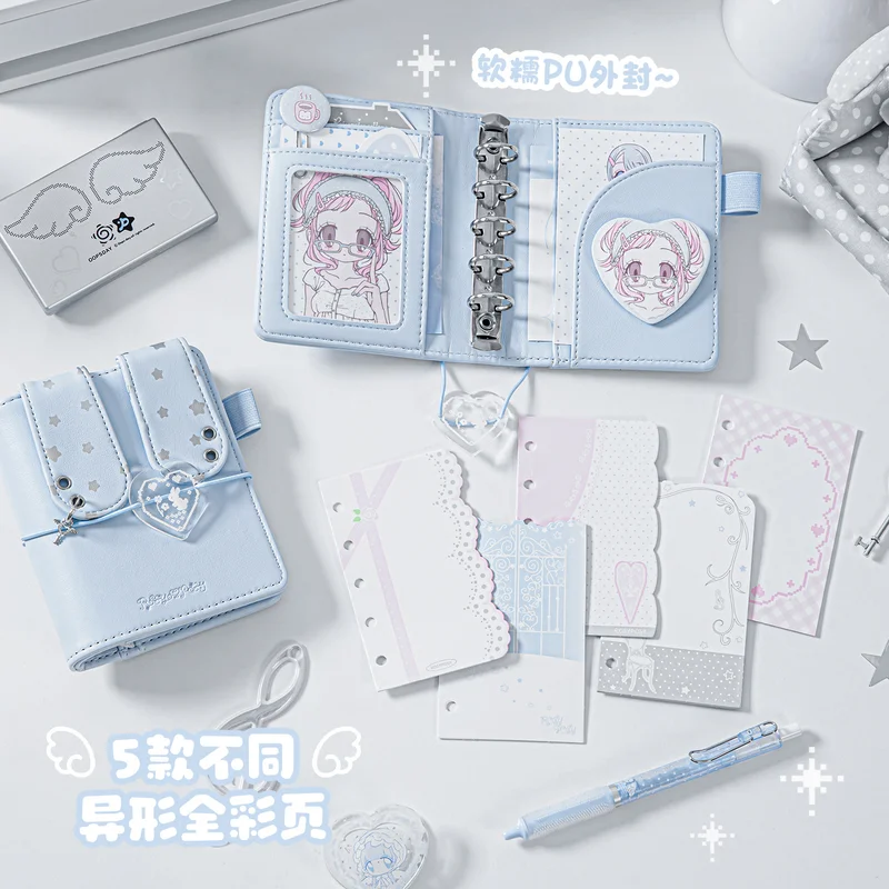 Cute Rabbit Ear PU Leather M5 Loose Leaf Notebook with Elastic Band for Journal Students Stationery