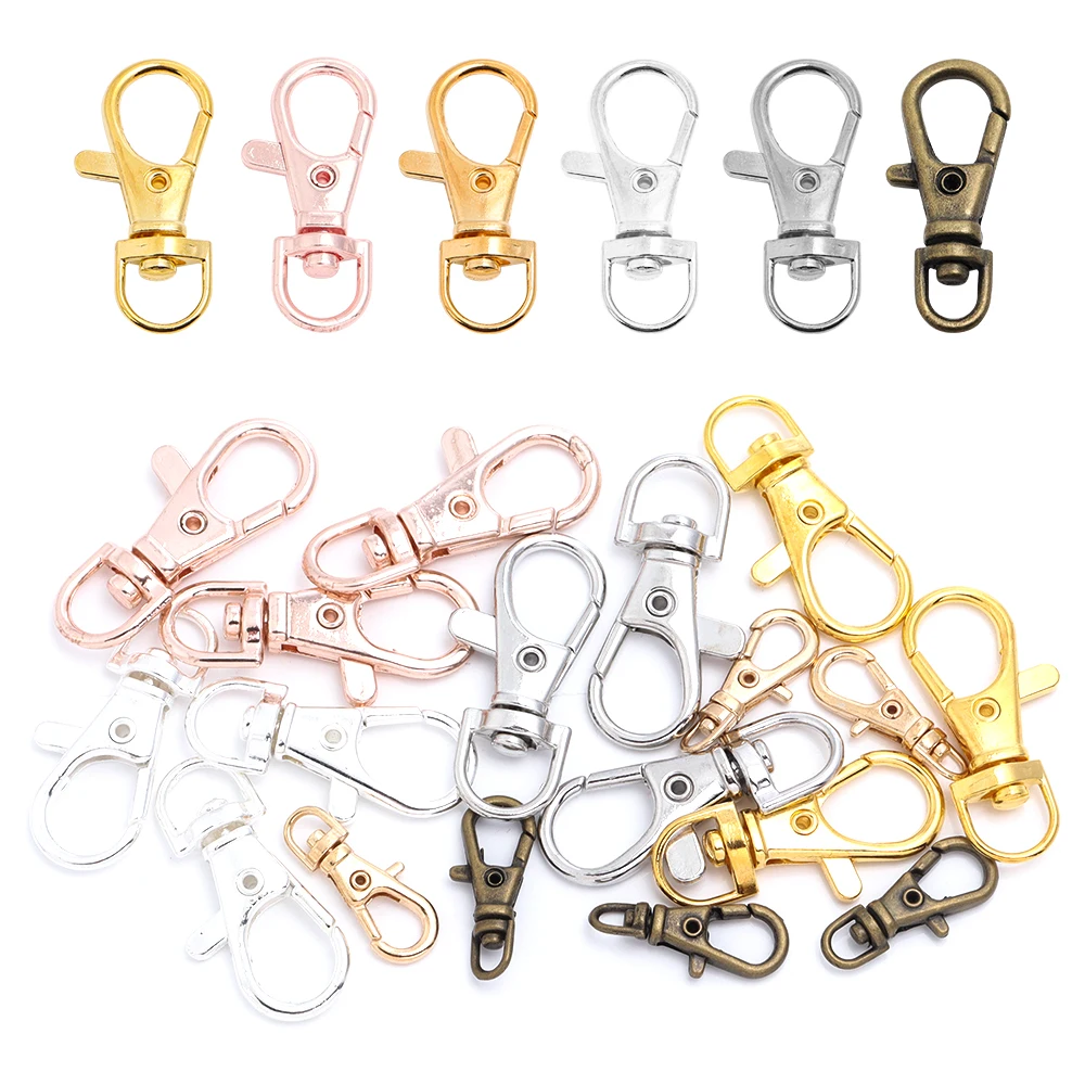 10pcs/lot Rotating Dog Buckle Gold Lobster Clasps Hooks Key Ring Swivel Connector For DIY Jewelry Making  Accessories Supplies