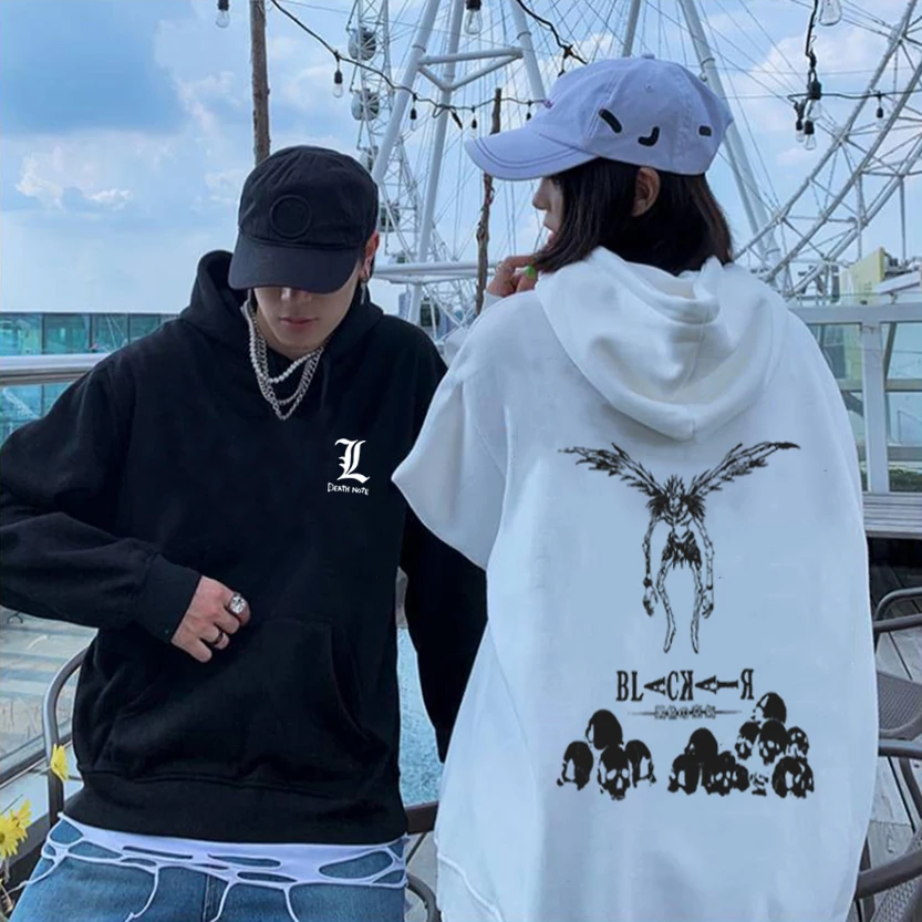 Death Note Anime Hoodies Men Women Ryuuku Skeleton Print Y2k Sweatshirts Gothic Harajuku Manga Pullover Hip Hop Streetwear Autum