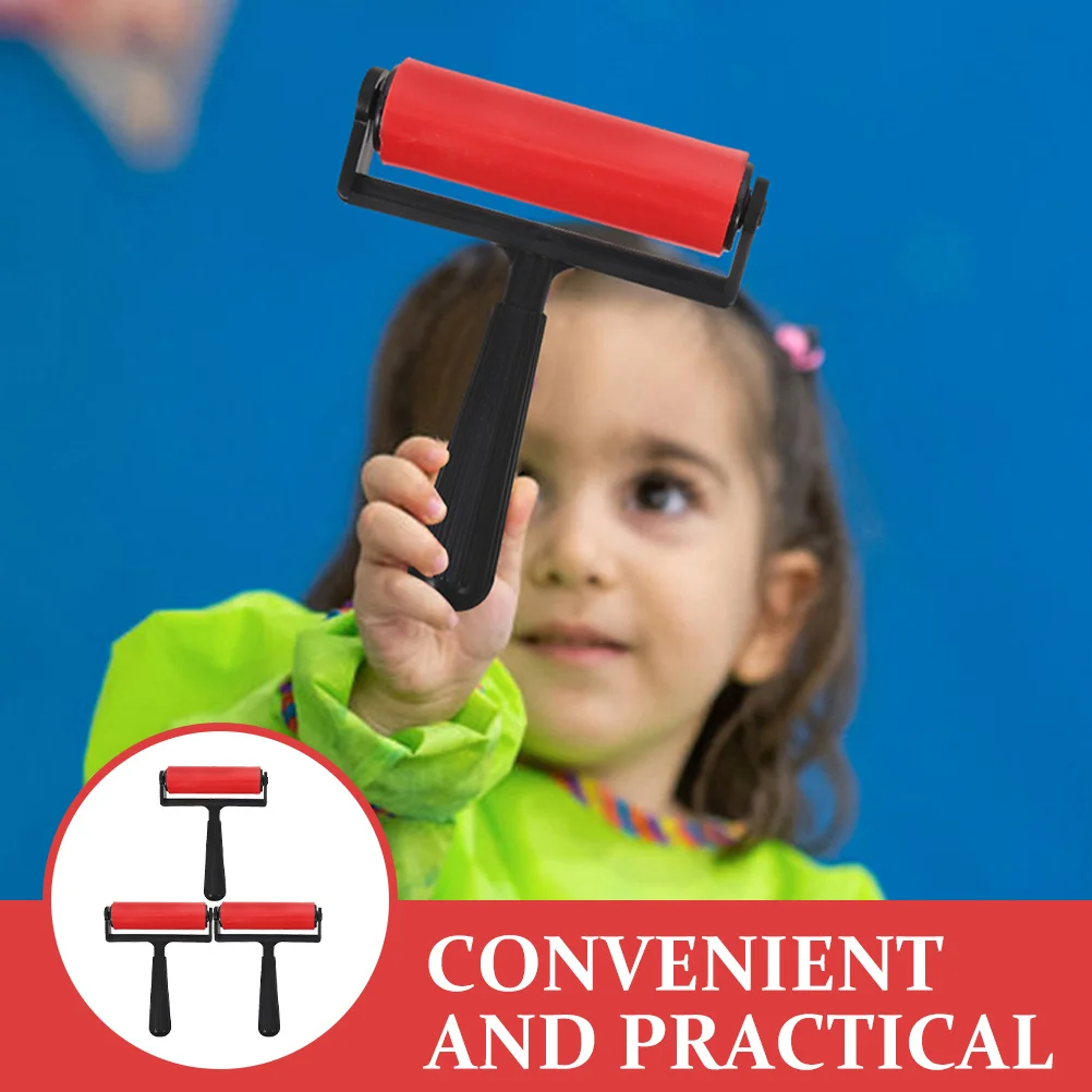 3 قطع من أدوات الطباعة البلاستيكية لأسطوانة الرسم الماسية لتطبيق الحبر الحرفي، سطح أملس، صغير لفن DIY