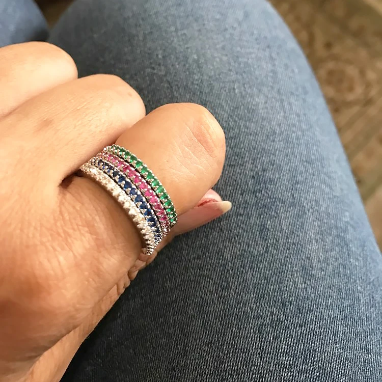 Korean Dainty Rings For Women Aesthetic Accessories Jewellry Date Engagement Women\' Ring Thin Colorful Finger Jewelry R132