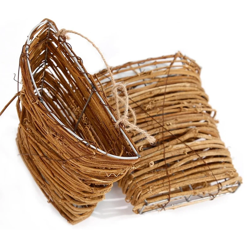 목가적인 등나무 벽걸이 꽃 바구니, 안뜰 녹색 식물 꽃 걸이 바구니, 사용하기 쉬운 휴일 장식