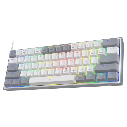Redragon K617 Fizz 60% Teclado para juegos RGB con cable, 61 teclas Teclado mecánico compacto intercambiable en caliente Interruptor rojo