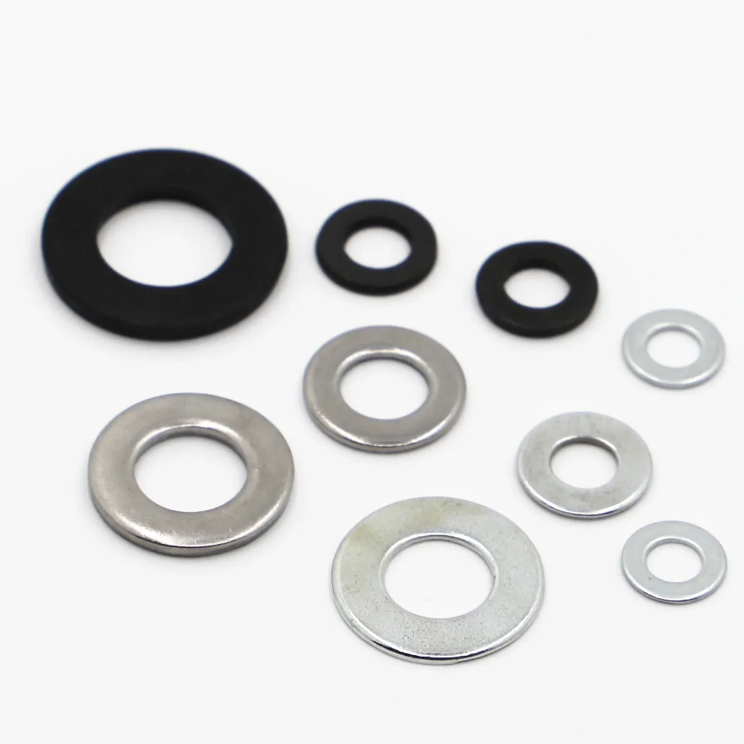 M2 M2.5 M3 M4 M5 M6 M8 M10 M12 M16-M24 304 Stainless Steel Black White Zinc-plated Flat Washer Plain Washer Flat Gasket Rings