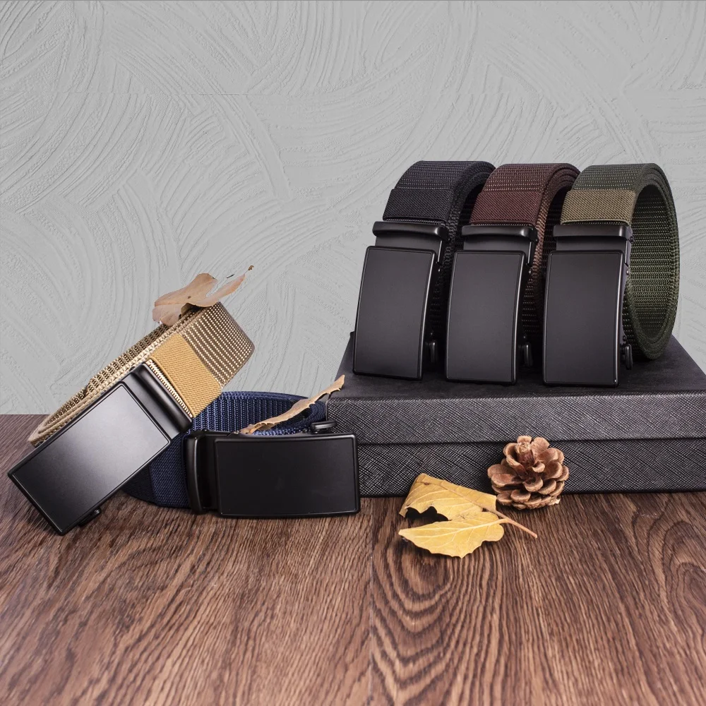 JACNAIP Men belt Nylon Belt Hard Alloy Quick Release Buckle High Quality Casual Automatic Buckle Belt Jeans Army Waist Strap