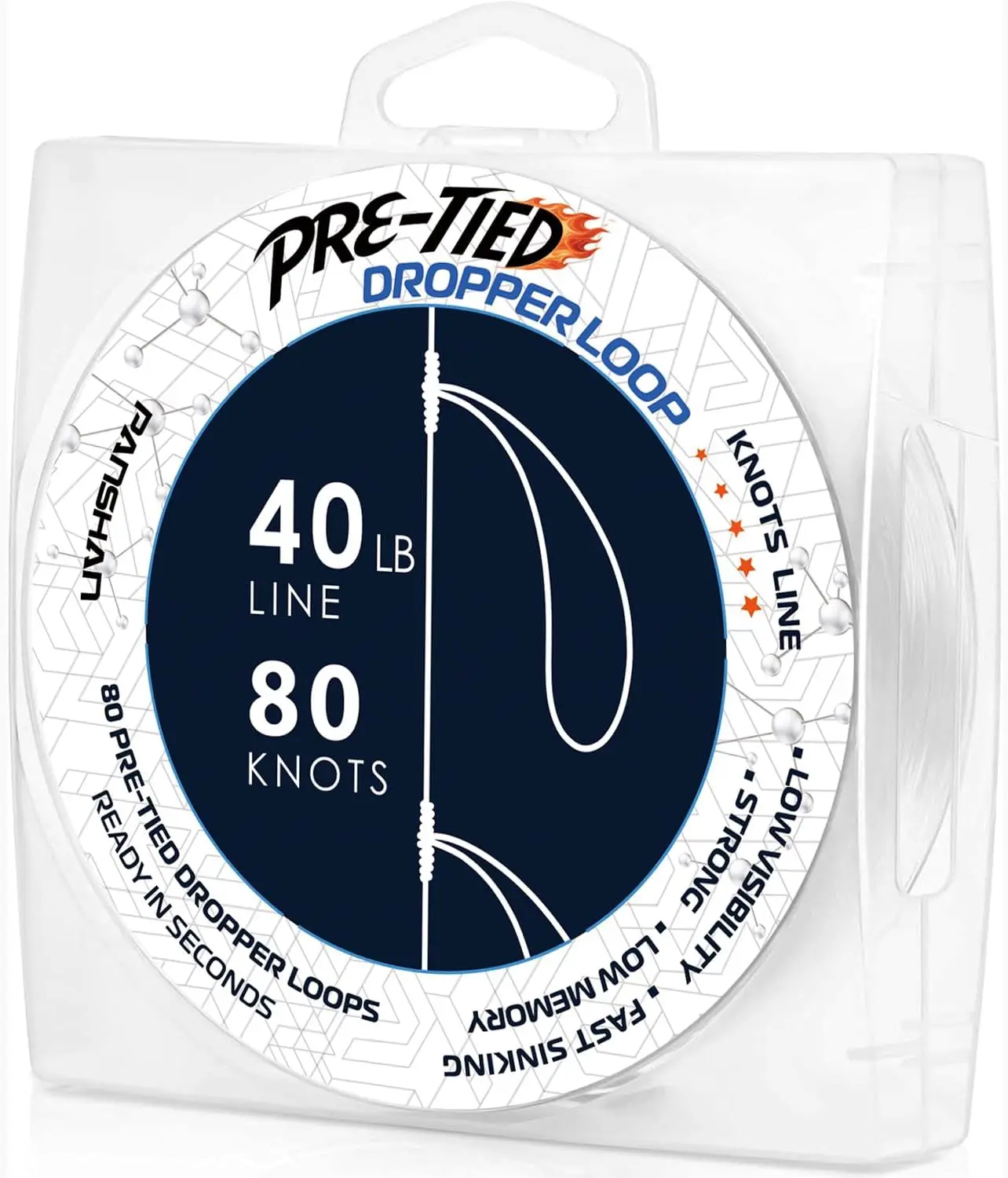 40 Lb Pre-Tied Dropper Loop Knots Fishing Line Spool, 16 Inches Apart Loops, Id…