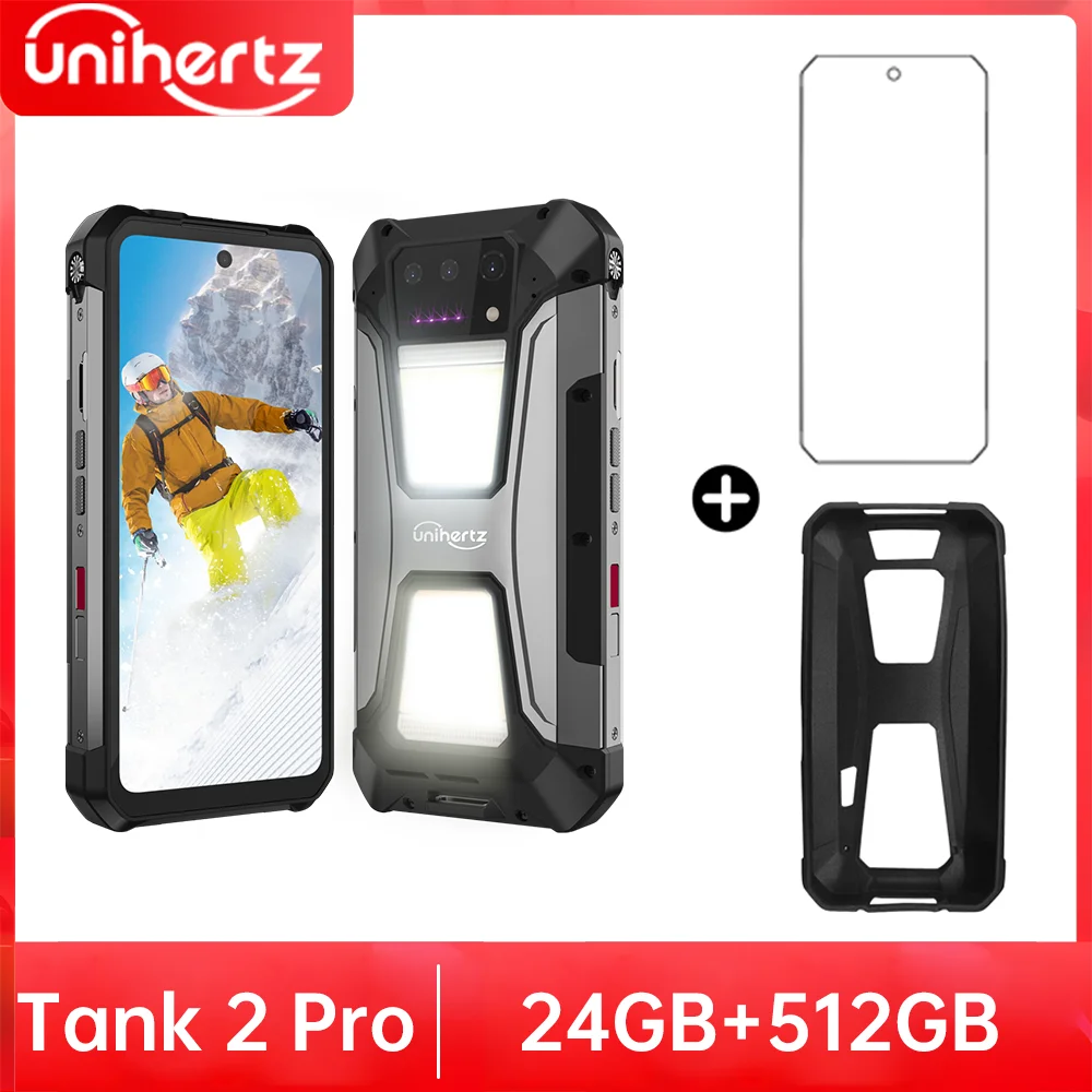 Unihertz Tank 2 PRO 8849 Robuste Handys mit Projektor 2.4K 23800 mAh 24GB+512GB Android 14 100MP NFC 120W G99 Octa Core Dual SIM
