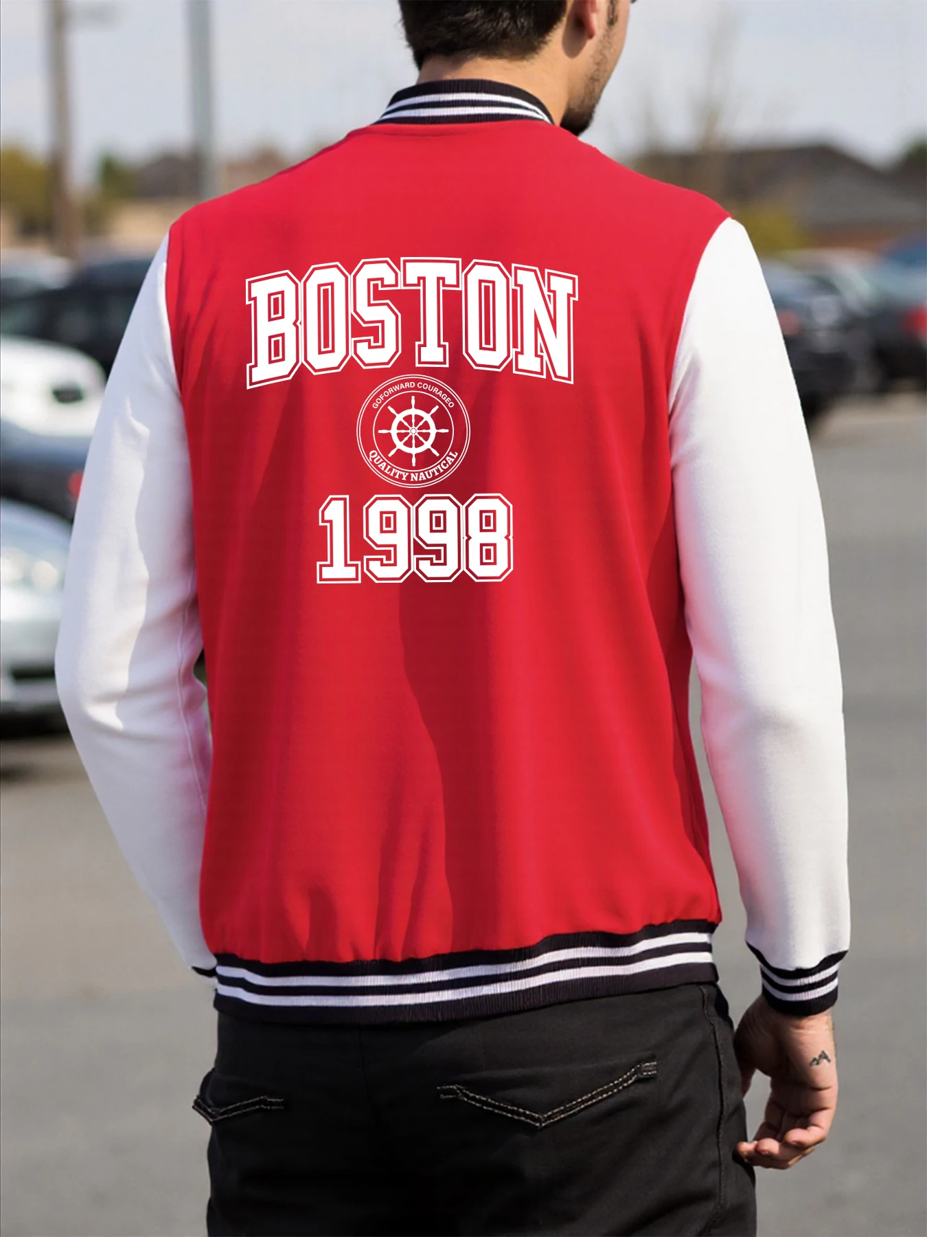 

Boston Goforward Courageo 1998 Print Jackets Men Fashion Fleece Pullover Trendy Creative Clothes Retro Pocket Loose Man Jacket