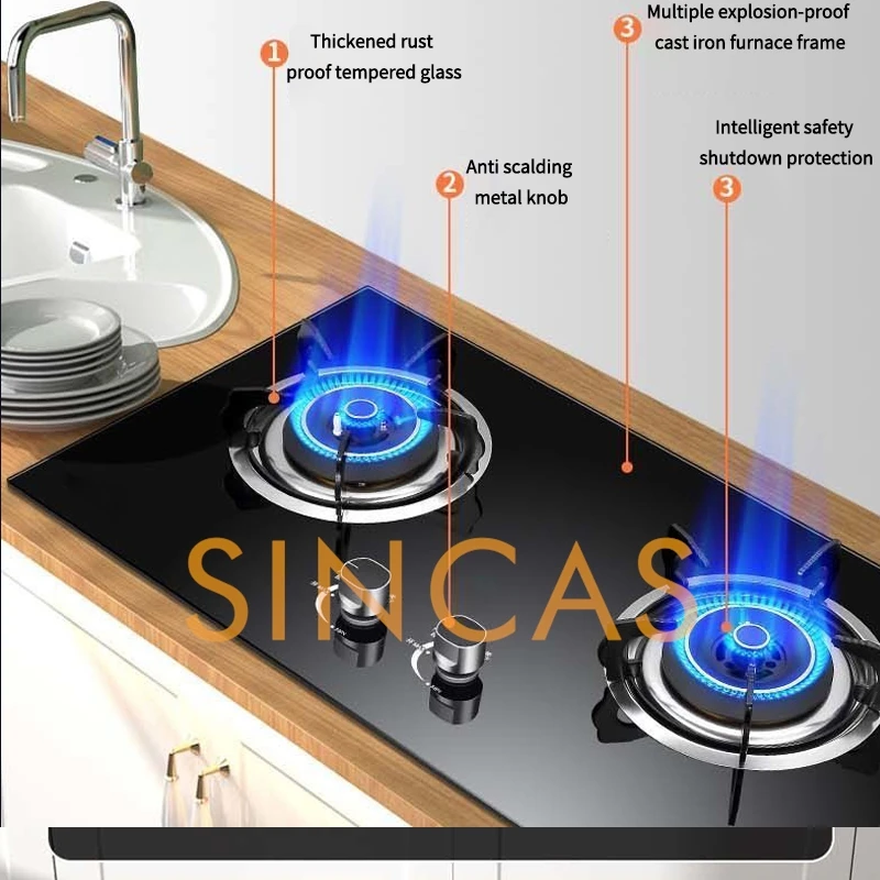 Dual Stove Gas Stove Household Embedded Natural Gas LPG Stove Fierce Fire Stove Desktop Dual-Use Kitchen Energy Conservation