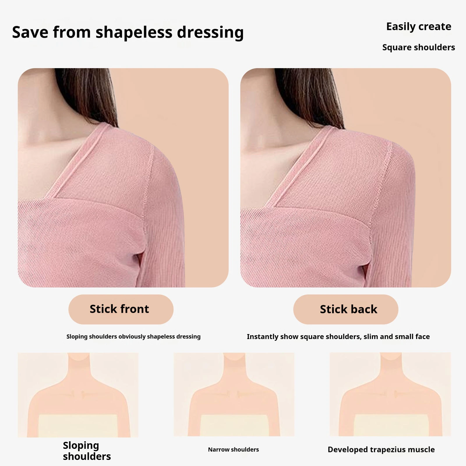 Right angled shoulder, anti slip shoulder, beautiful shoulder, invisible transparent suit dress, crisp silicone shoulder pad