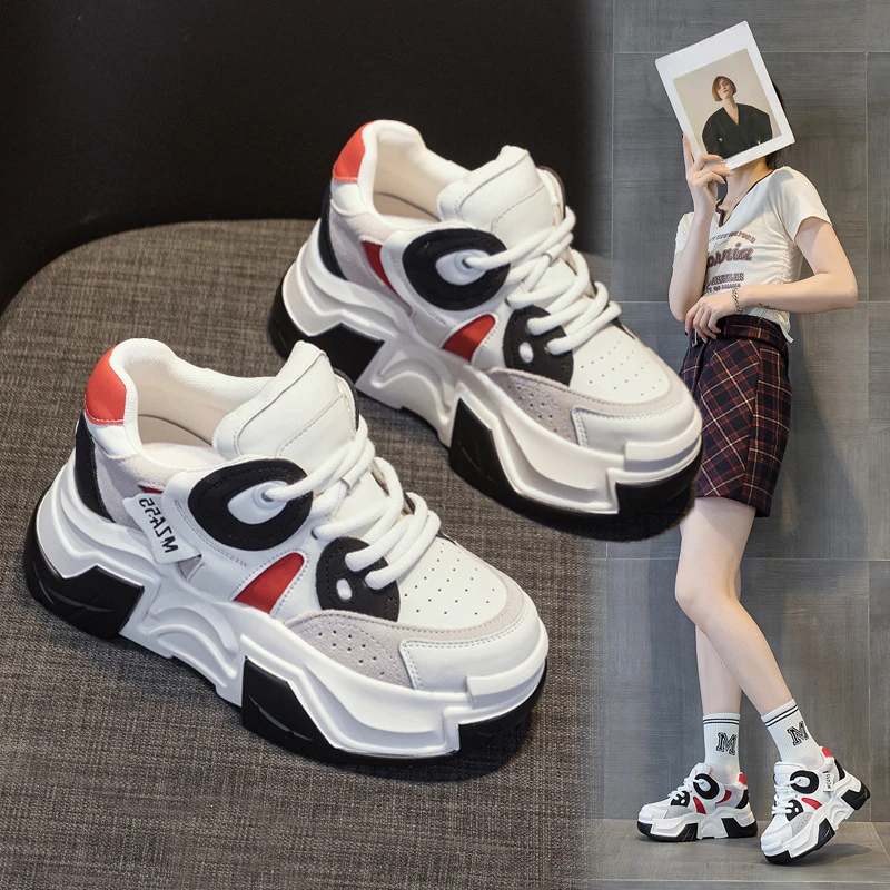 

Leisure Sports Shoes Female Thick Bottom Elevated Increase 2023 New Fashion Casual Simple All-match Shoes for Women Autumntime