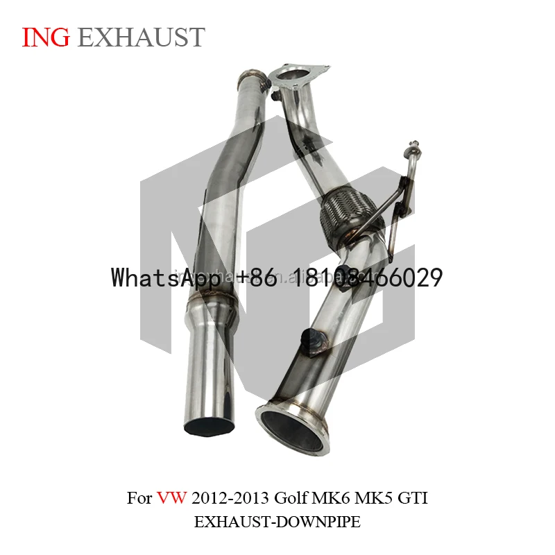 ING Exhaust System Front Pipe Resonant Tube For Volkswagen VW Golf MK5/6 GTI Auto Performance Racing Parts Car Accessories