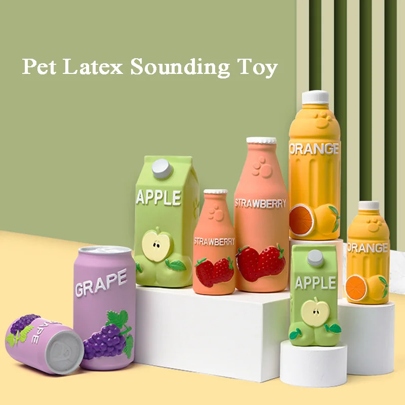 

Natural Soft Latex Pet Dog Toy Juice Bottle Shape Squeaky Sound Training Toys Pet Cleaning Tooth Chew Toy Pet Supplies