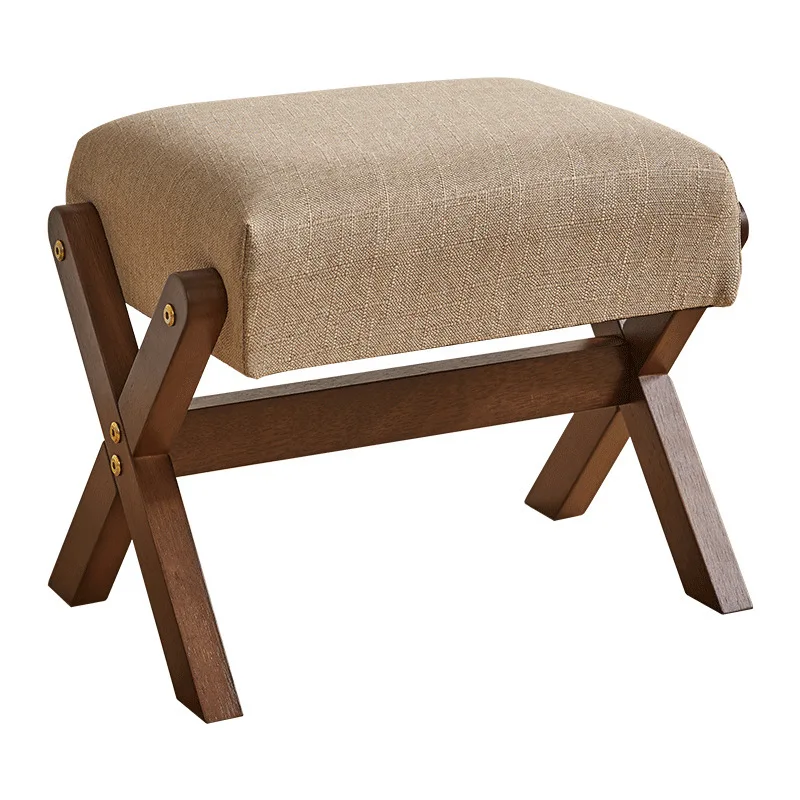 Solid Wood Footstool Soft Household Shoe Bench Doorway Stool Living Room Small Bench Sitting Stool for Bedside Dressing Room image 6