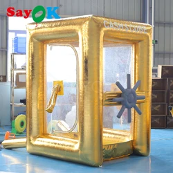 SAYOK Gold Inflatable Cash Grab Booth Inflatable Money Grab Box Cash Catcher for Event Show Party(NO BLOWERS INCLUDE)