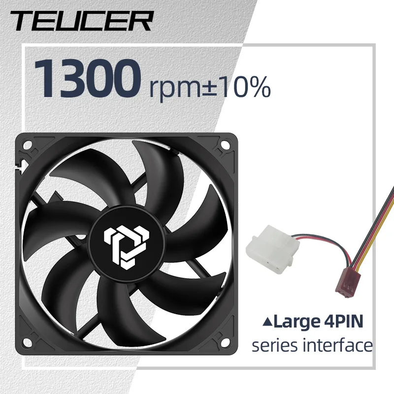 

Teucer 9225 9 см 1300 об/мин Вентилятор для корпуса ПК MAX 18 дБА Тихий охлаждающий вентилятор для корпуса настольного компьютера 12 В 3-контактный и большой 4-контактный источник питания