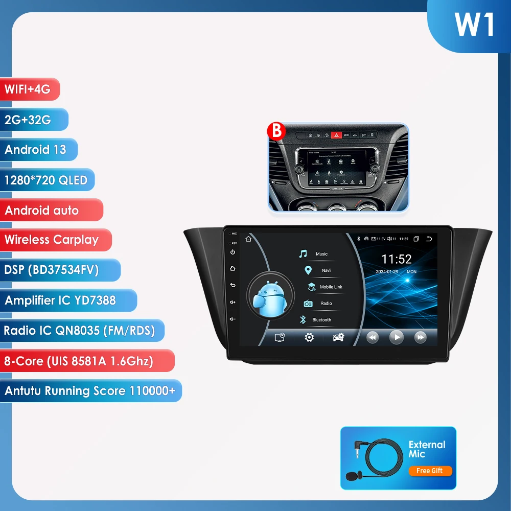 OSSURET 8G 128G Android 14 Autoradio Voor Iveco Daily 2013-2021 Auto Multimedia GPS Carplay 4G DSP BT 360 Camera Door Snapdragon6115 - afbeelding 1