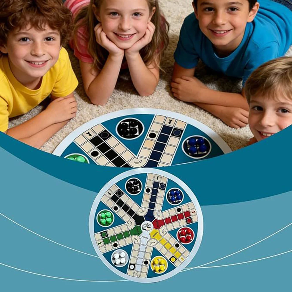 Juego de mesa para 6 jugadores, juego de mesa multijugador de ajedrez volador, juego de mesa Ludo de madera, compacto y fácil de guardar, esencial para la noche de juegos familiares