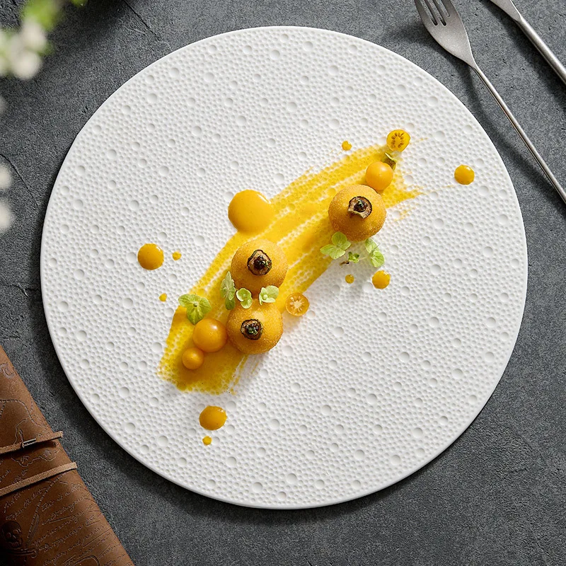 

10 Inch White Ceramic Plate, Restaurant Atmosphere, Western Cuisine Plate, Dessert, Steak Plate, Household Kitchen Utensils