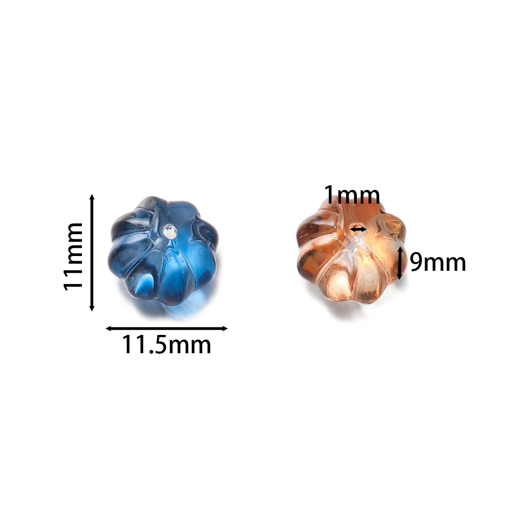 30pcs 11x11.5mm Pumpkin Shaped Glass Spacer Beads for DIY Bracelets Necklaces Earrings Jewelry Making Accessories Supplies
