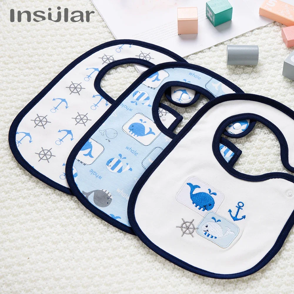 

Insular 3 Pcs/set Fashion Newborn Baby Bibs Waterproof Kids Girls And Boys Cotton Triangle Children Feeding Accessories