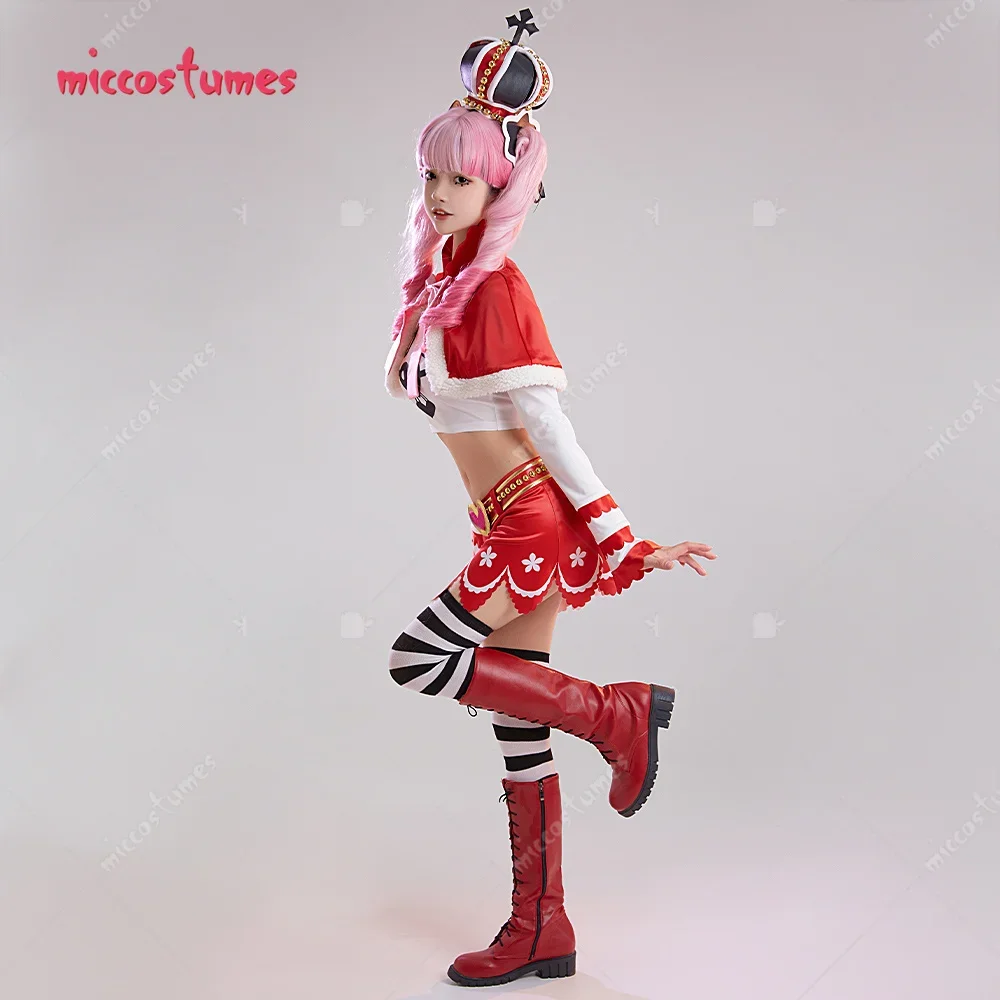 Miccostumes ชุดคอสเพลย์ผู้หญิง Perona สำหรับผู้หญิงชุดเสื้อและกระโปรงสั้นเสื้อคลุมชุดคอสเพลย์ผู้หญิงคริสต์มาส