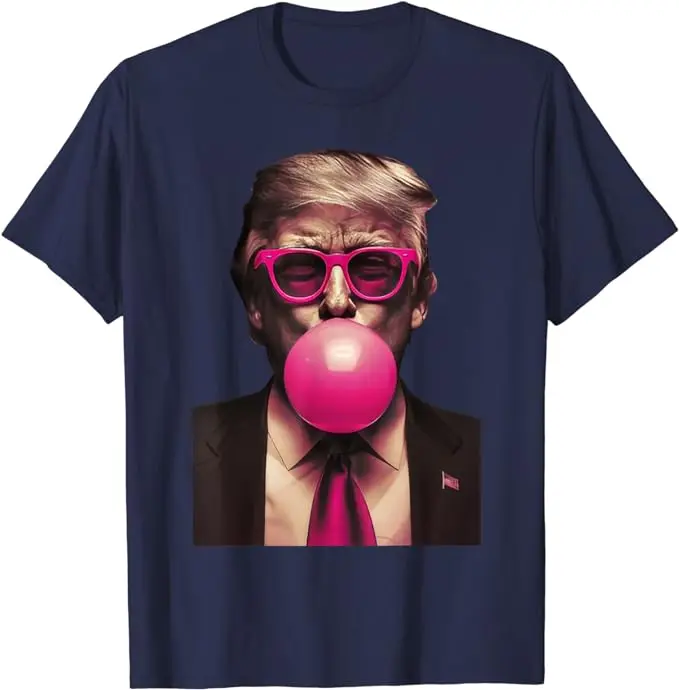 Trump Bubble Gum T-Shirt Humor Funny Graphic Outfit 2024 Election Cute Campaign Tee Short Sleeve Blouses Novelty Husband Gift