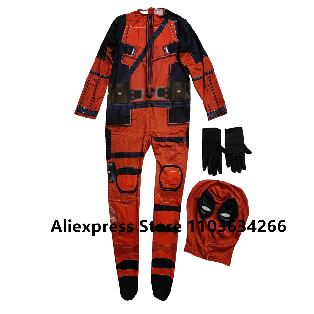 Superhero Deadpool เครื่องแต่งกายเด็ก Carnival COSPLAY Jumpsuit เด็กแฟนตาซีตัวละครภาพยนตร์หน้ากาก Tights บอดี้สูท Zentai