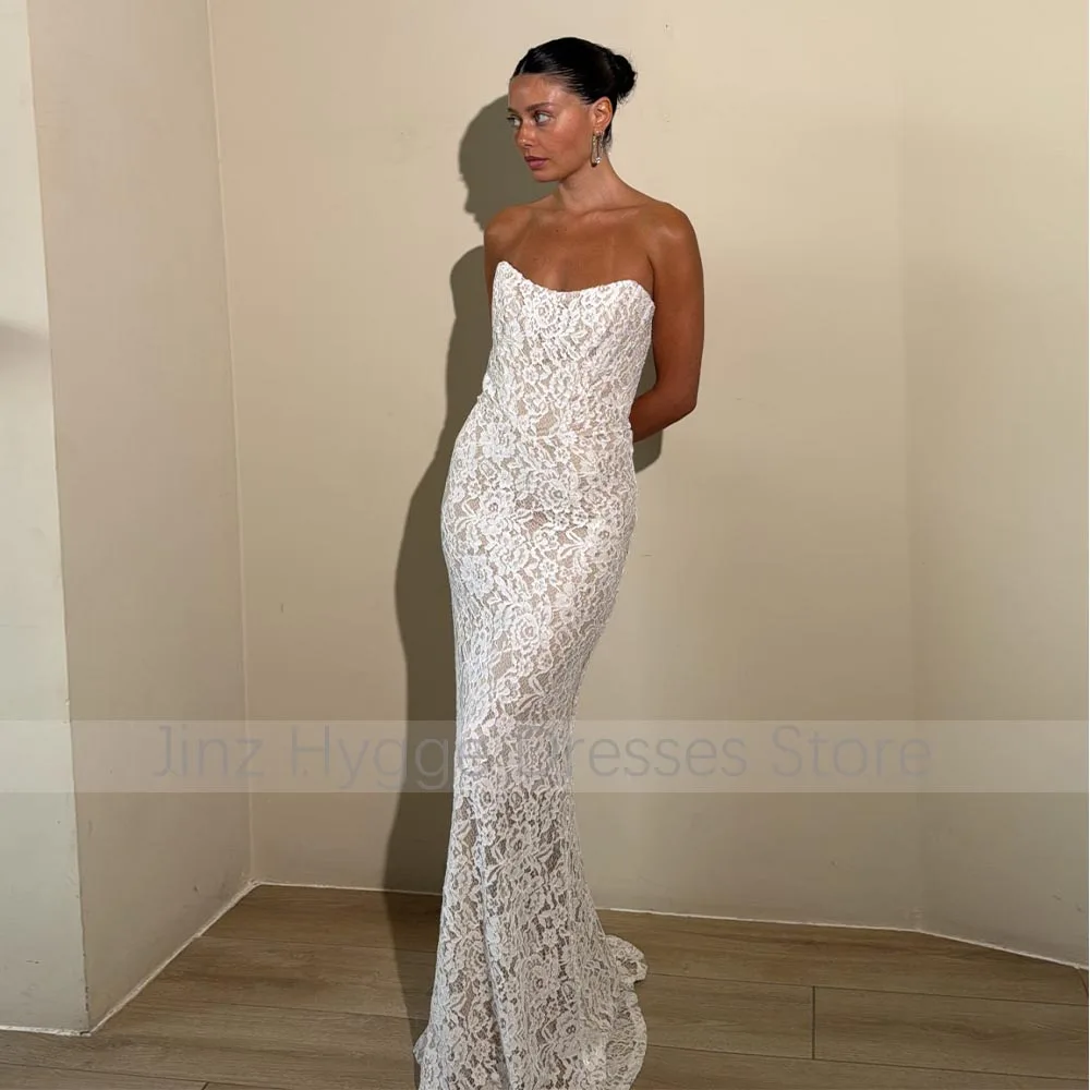 Abito da sera in pizzo a sirena con scollo a V senza maniche eleganti abiti da festa formali per le donne 2025