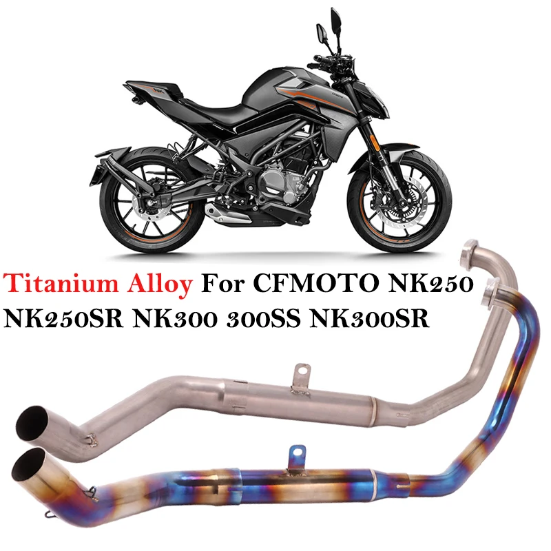 Titanium Alloy For CFMOTO NK250 NK250SR NK300 300SS NK300SR Motorcycle Exhaust Escape System Modify Front Link Pipe 51MM Muffler