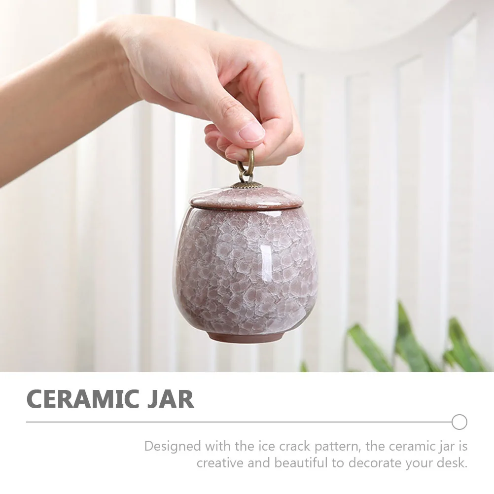 Pot de poudre à ongles en céramique, boîte de rangement à motif de fissure de glace, outil de manucure multifonction, porte-bonbons au thé, conteneur avec couvercle