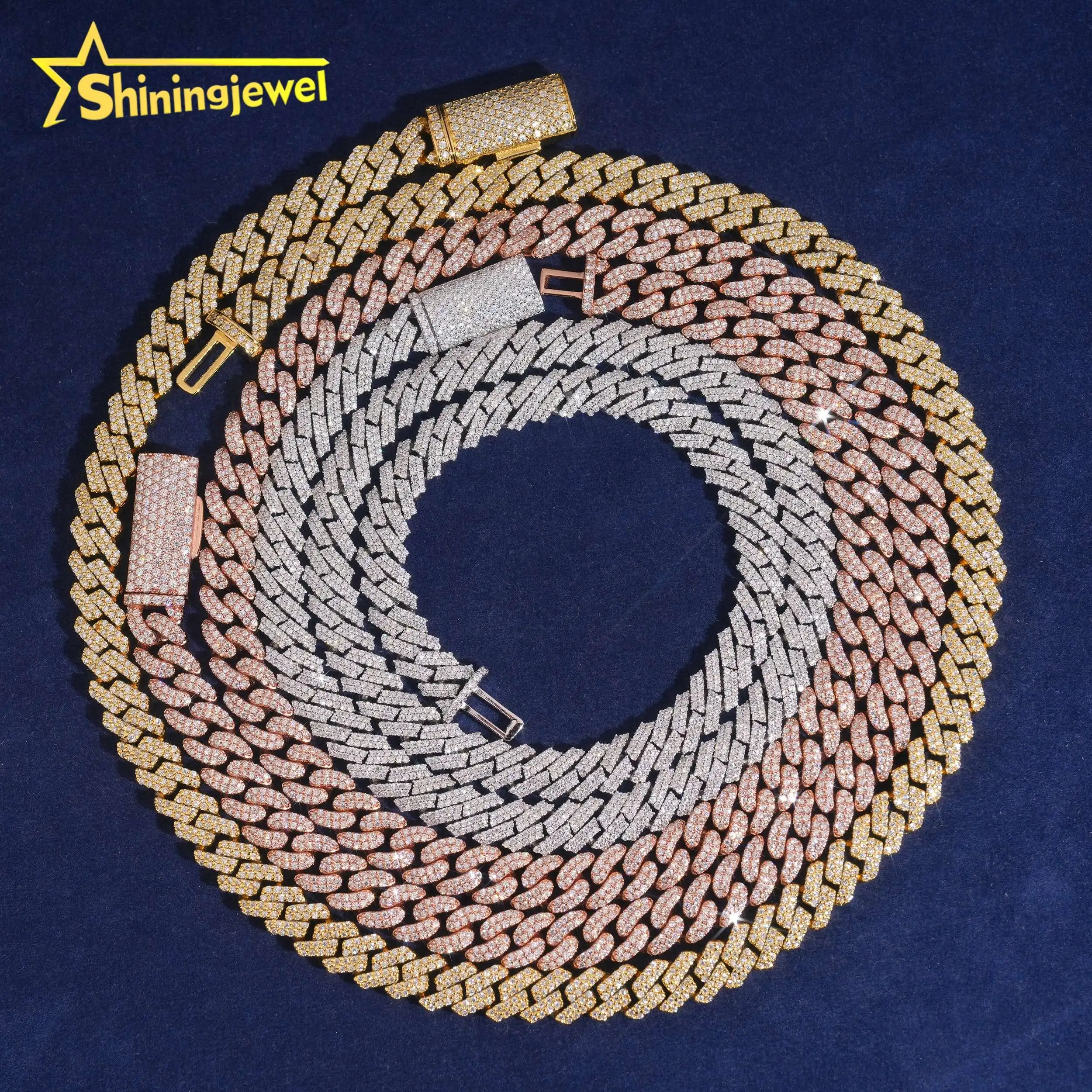 8mm 925 Solid Silver Iced Out Cuban Link Chain Moissanite Hip Hop Jewelry Iced Out Diamond Cuban Link Chain GRA Certified..
