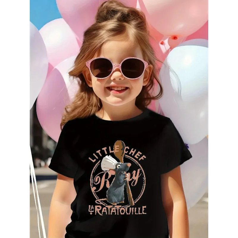 

Детская одежда с принтом Disney Ratatouille Chef Remy и Little Chef, хлопковый повседневный модный топ на четыре сезона для мальчиков и девочек