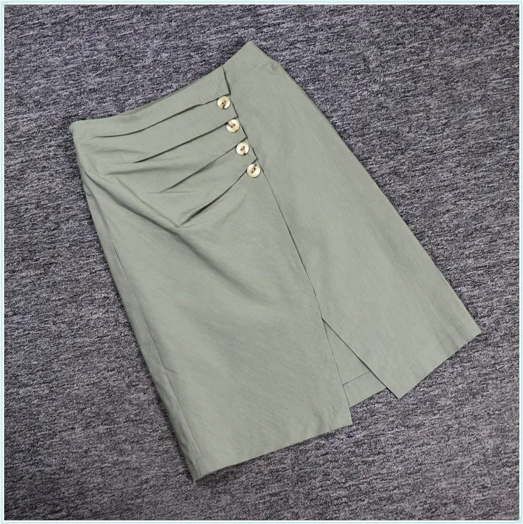 

Spring 2024 Women's Mid-Thigh Skirt with Pleats Bodycon Split Hemline Faionable Ele Ladies' Skirt for Women